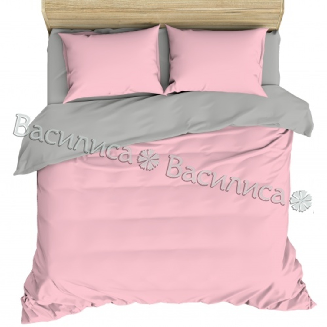 КПБ евро поплин однотонный Василиса <372-1 Розовый жемчуг Скидка>