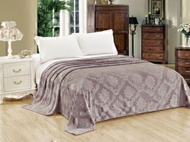 Плед однотонный жаккард Элит Реноме, 096 вензель серо-розовый 