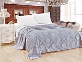 Плед однотонный жаккард Элит Реноме, 099 вензель светло-серый 