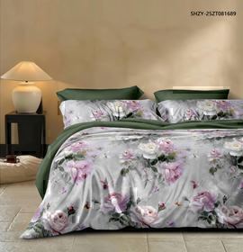 КПБ поплин Оливковая коллекция с простыней на резинке Реноме 