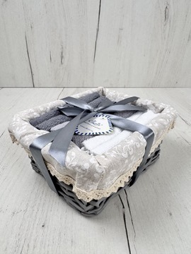 Набор салфеток в подарочной корзинке Cherir/Черир М<4290067,  6 предметов 28*28-2+30*30-4, серый>